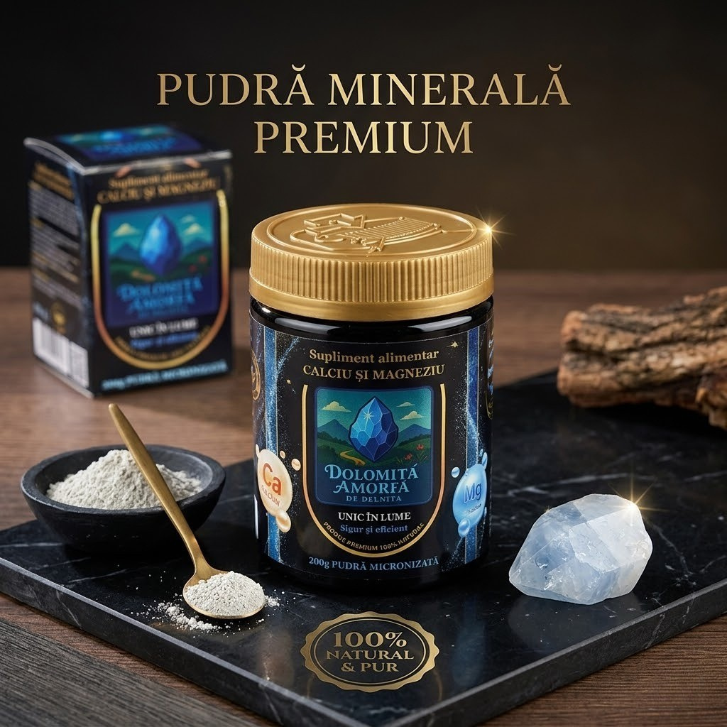 Dolomită Amorfă de Delnița Premium 200g – Pudră Micronizată Naturală cu Calciu și Magneziu, Absorbție Superioară