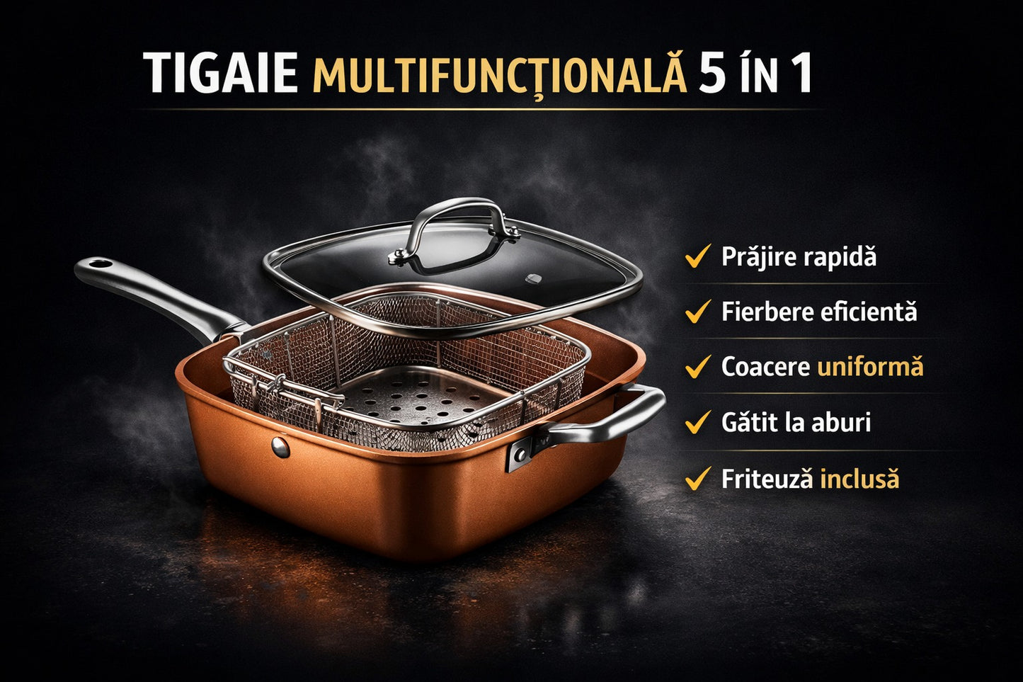 Tigaie non-aderenta multifunctionala 5 piese
