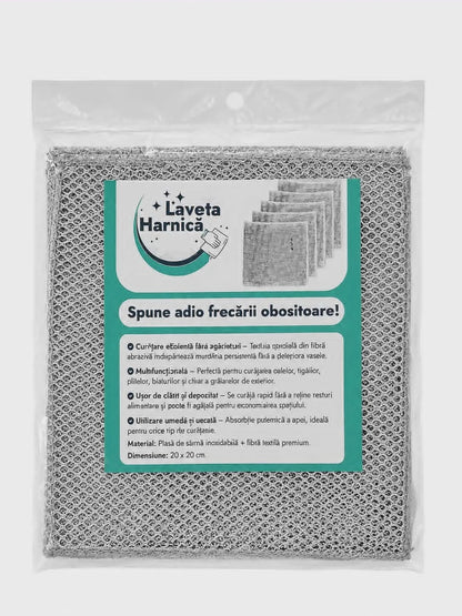 Set de 10 lavete multifuncționale pentru curățenie, 20 x 20 cm, microfibră metalică fără zgâriere