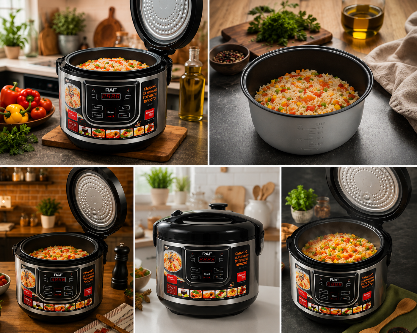 Oală Multifuncțională 6L 900W – 12 Programe, Vas Ceramic, Display Digital, Accesorii Incluse