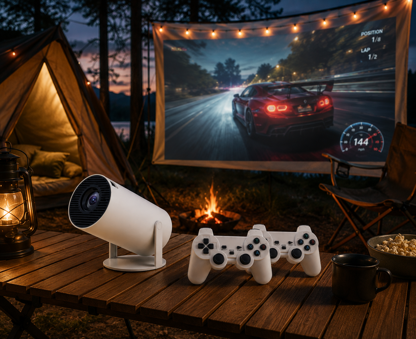 Videoproiector Portabil Inteligent cu 2 Controllere – Android 11, 4K, Wi-Fi 6, 130 inch