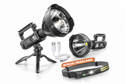 Lanternă Reîncărcabilă LED 31cm 4000lm + Powerbank USB + Trepied + Cadou Lanternă Cap