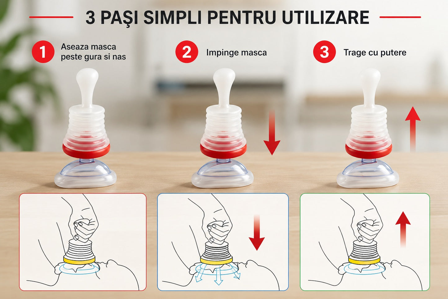Dispozitiv Prim Ajutor LifeGuard Anti Sufocare – Eliberare Căi Respiratorii, 2 Măști, Husă Inclusa