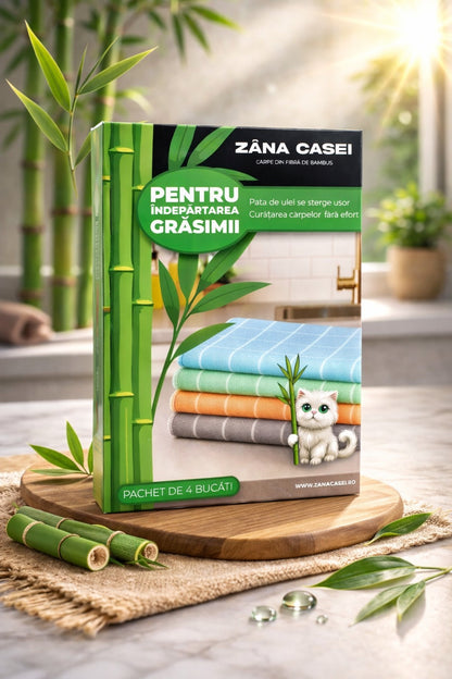 1+1 Gratis - Lavete Magice Bambus Natural – Curăță Fără Chimicale, Reutilizabile