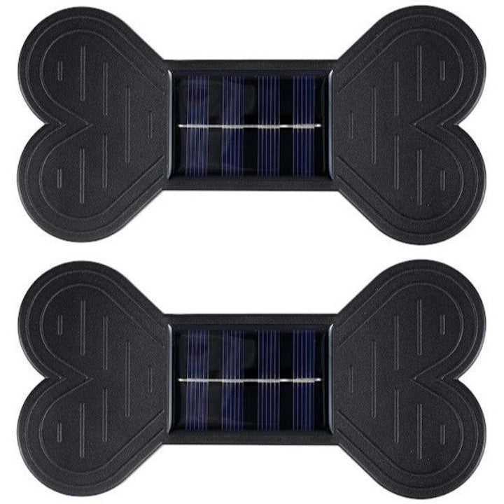 Set 2 Lămpi Solare LED de Perete, cu Lumină Alb Cald Bidirecțională, Decorative pentru Exterior