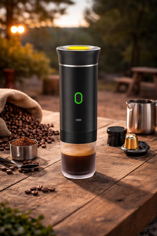 Espressor Portabil 3 în 1 – Cafea Măcinată, Capsule Nespresso & Dolce Gusto| Încălzire Apă |USB Type-C