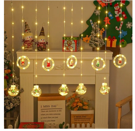 Instalatie de Craciun, 3M, Tip Perdea, 5 globuri + 5 cerculete