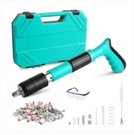 Pistol Manual Silentios de Bătut Cuie în Beton și Metal, Accesorii și Cutie Transport + 50 Cuie Otel CADOU