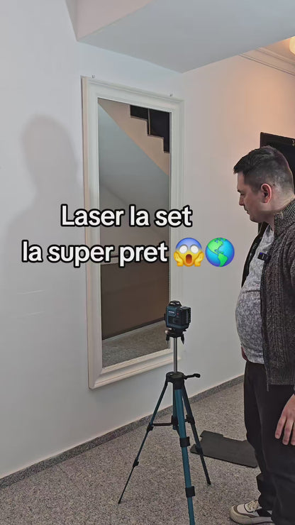 Nivelă Laser Verde 3D 16 Linii 360° – Auto-nivelare, 5000mAh, Kit Complet cu Accesorii