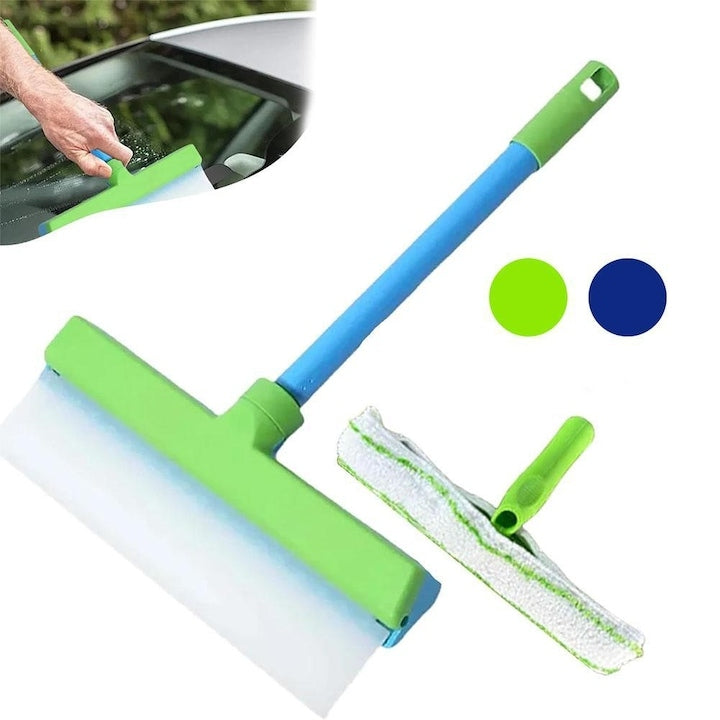 Racletă 3 în 1 pentru Geamuri din Silicon Reciclabil, cu Lamă Rotativă și Lavetă din Microfibră